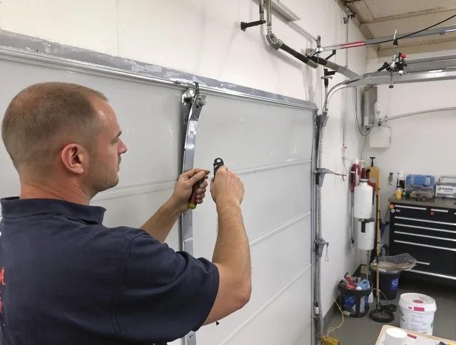 Before and after garage door dent repair by Brooklyn Garage Door Repair in Brooklyn