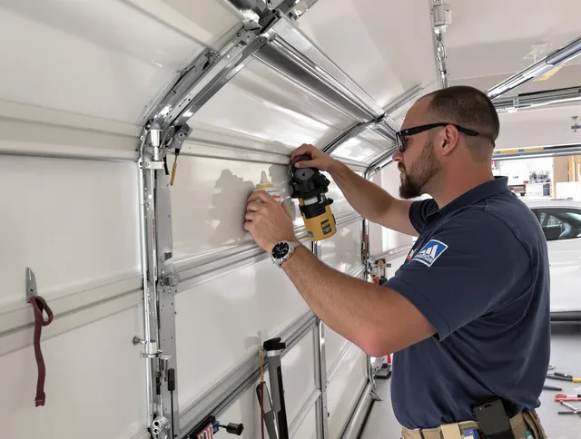 Brooklyn Garage Door Repair technician quieting a noisy garage door in Brooklyn