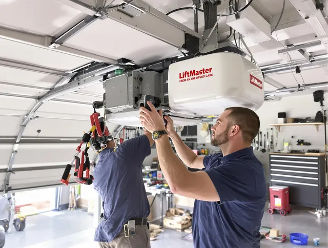 Brooklyn Garage Door Repair technician performing advanced diagnostics on garage opener in Brooklyn